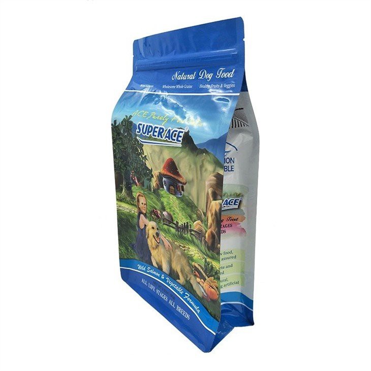 Flat Bottom Dog Food Packaging Bag With Zipper